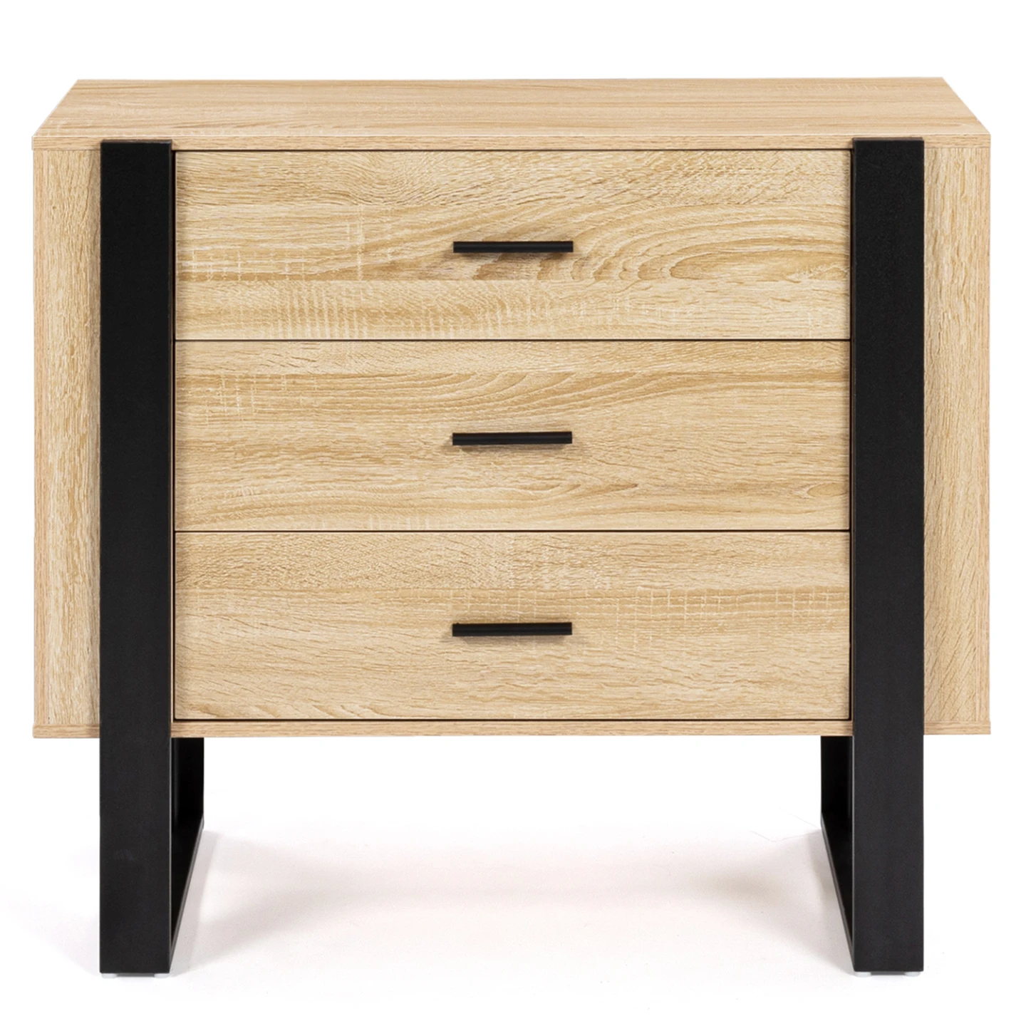 Commode 3 tiroirs PHOENIX 80 cm bois et noir
