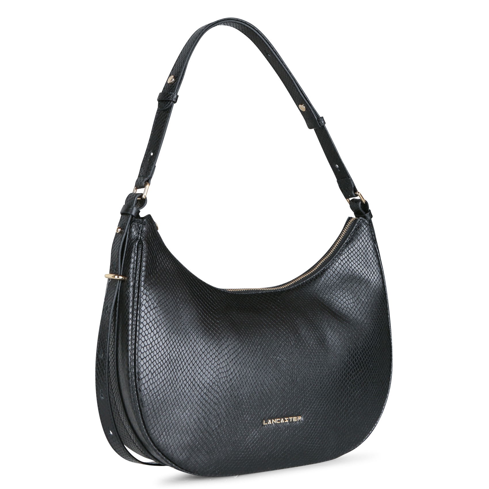 EXO ARIA - Sac hobo en cuir embossé croco | Noir