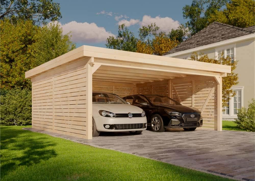 Doppelcarport Olaf Exklusiv Carport aus Holz, Unterstand, Überdachung mit Montagematerial