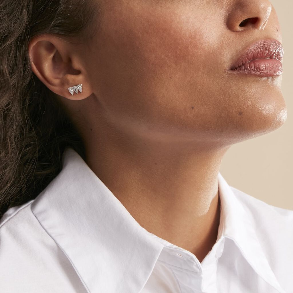 Boucles D'oreilles Puces Candelas Argent Blanc Oxyde De Zirconium