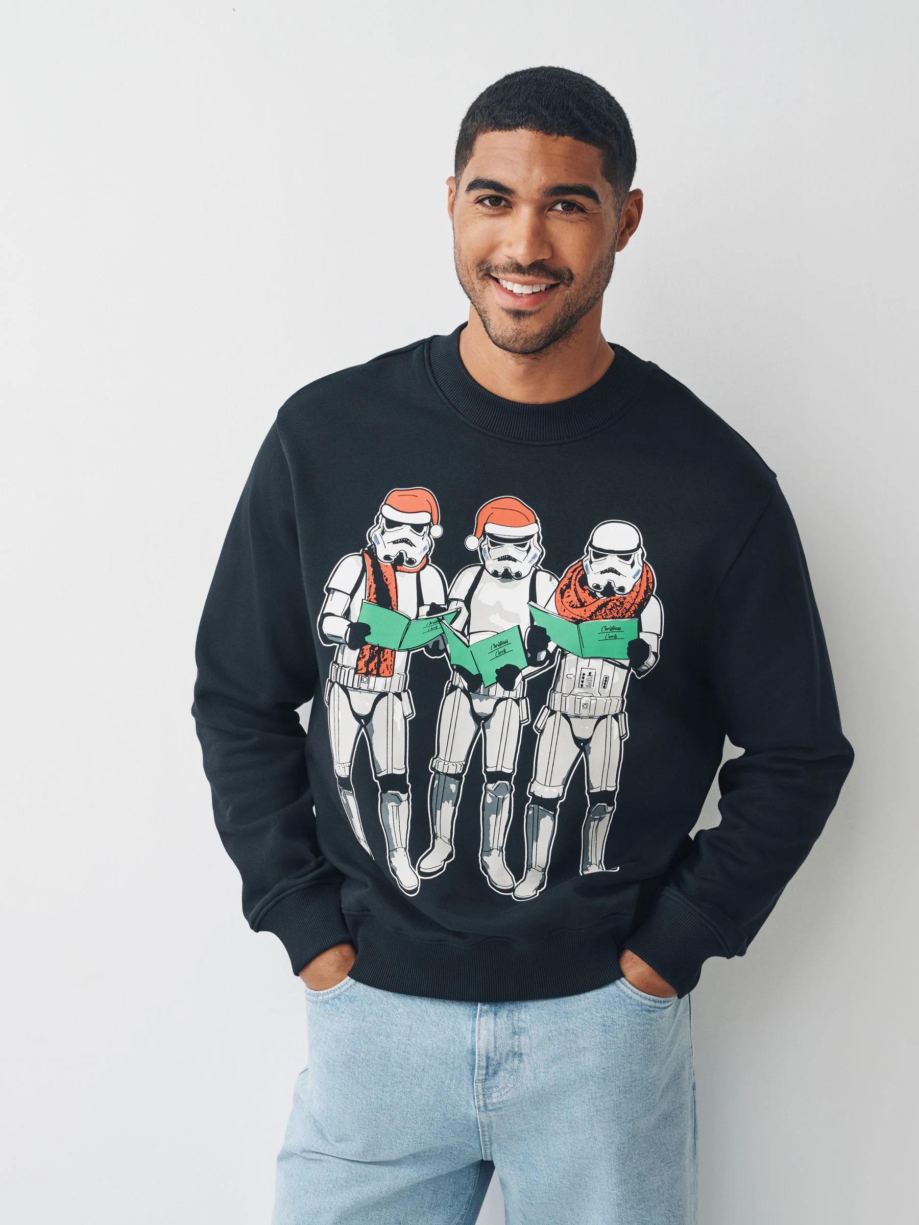Zwart - Star Wars Stormtrooper Kerstmis Graphic Licentie Ronde hals Sweatshirt