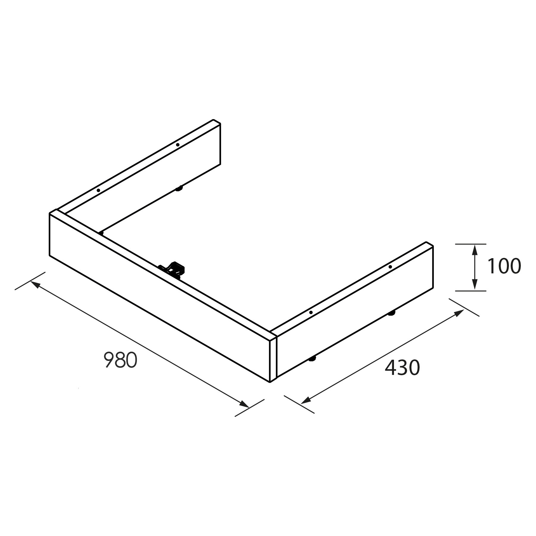 Muebles plint voor badkamermeubel 100cm warm eiken