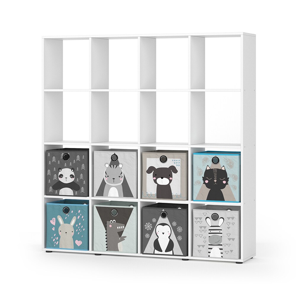 Raumteiler Bücherregal Standregal 16 Fächer Weiß Karree Kinder-Faltboxen Vicco