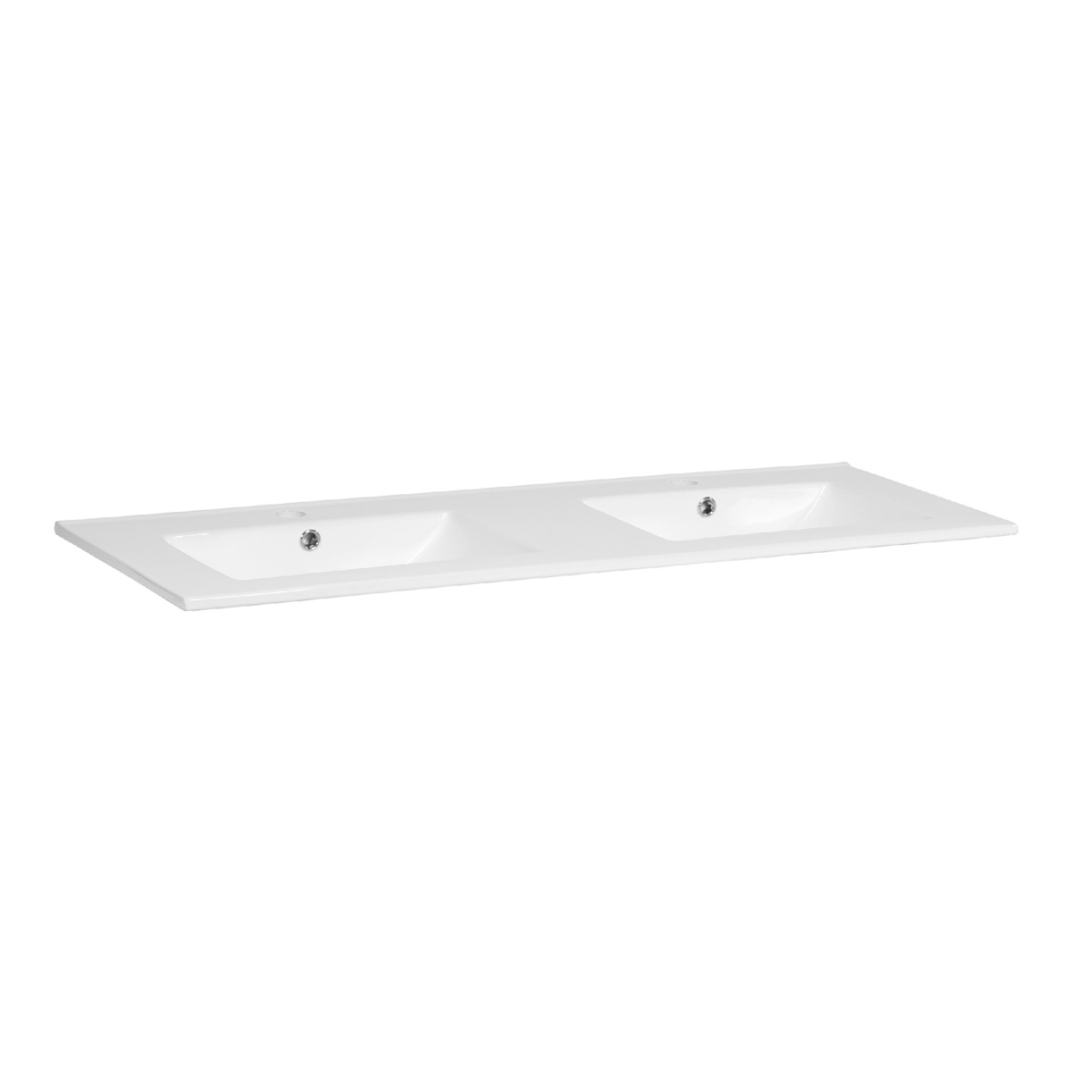 Brauer Frost dubbele wastafel keramiek 120cm met kraangaten wit glans