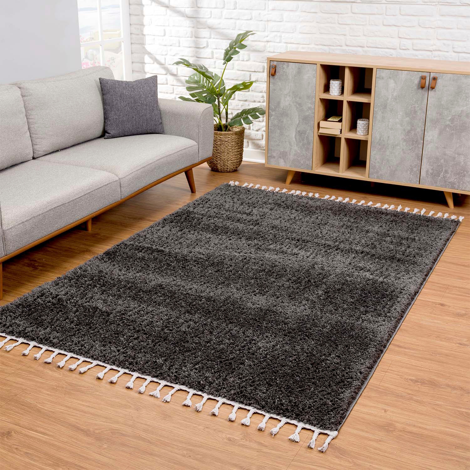 Carpet City Hochflor-Teppich »Pulpy 100« rechteckig 30 mm Höhe Läufer, weich, mit Fransen, uni, viele Grössen, Wohnzimmer, Schafzimmer