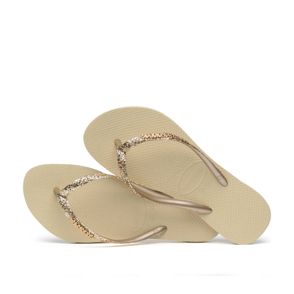 Havaianas Slim Glitter IIteenslippers met glitters beige