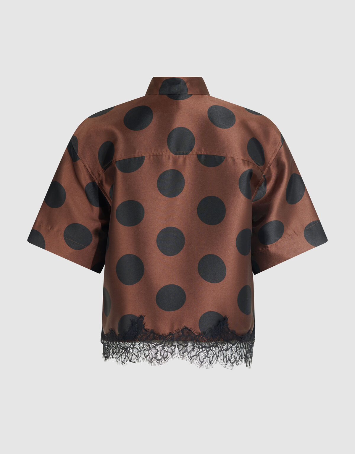 Oversized Kanten Polkadot Blouse Bruin