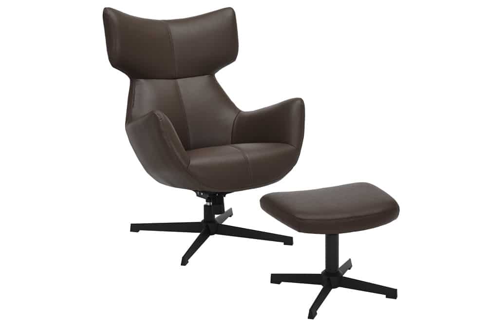 Drehbarer Sessel VOGUE brandy braun Kunstleder schwarze Metallbeine mit Armlehne