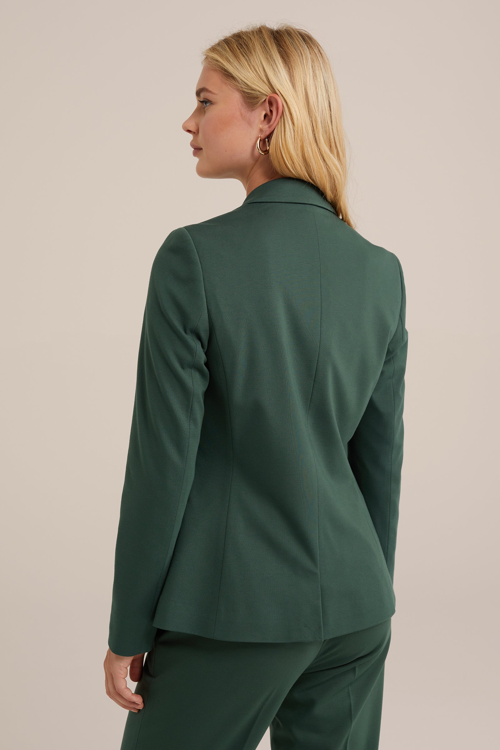getailleerde jersey-stretch blazer WE Fashion Mosgroen