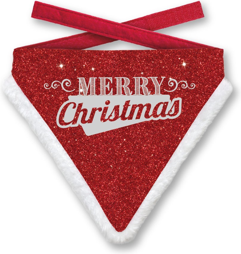 Plenty Gifts honden bandana met glitters Merry Xmas rood L