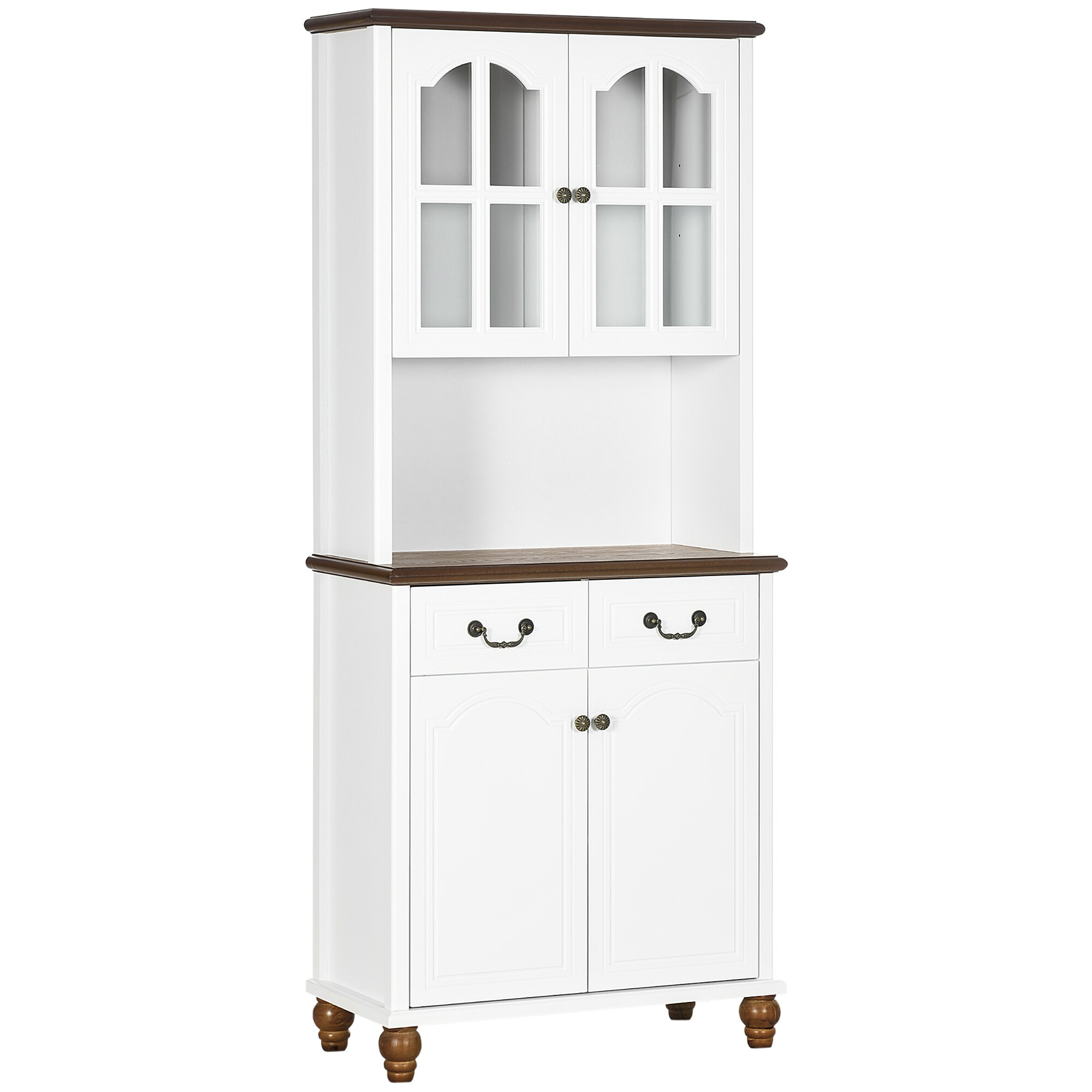 HOMCOM Küchenschrank mit Schubladen weiß 76L x 38B x 182H cm