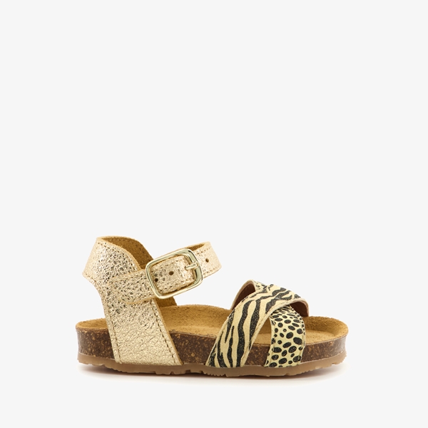 Groot leren meisjes sandalen goud zebraprint