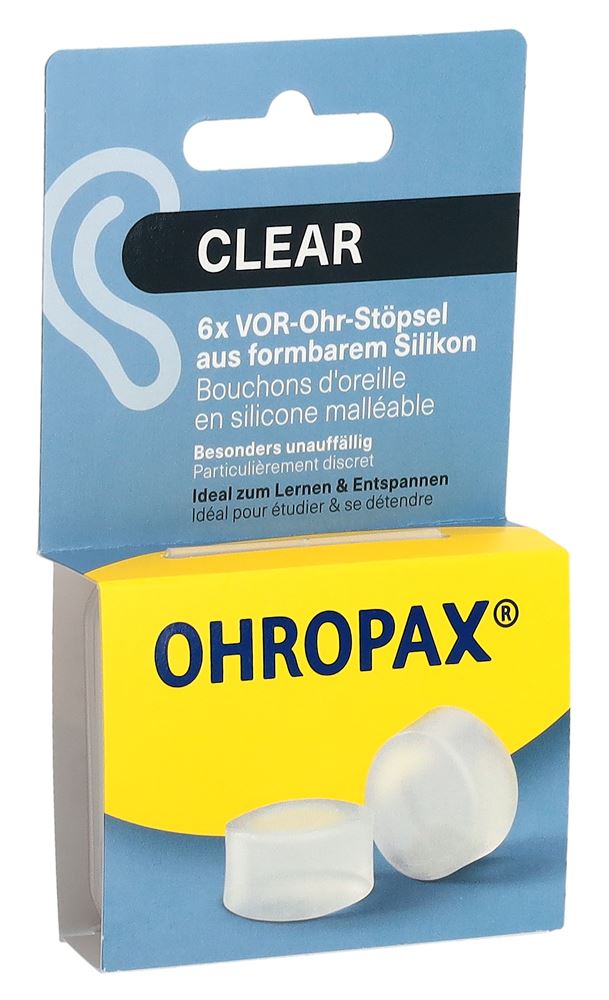 OHROPAX Ohrstöpsel<br>6 Stück, Box, Silicon Clear