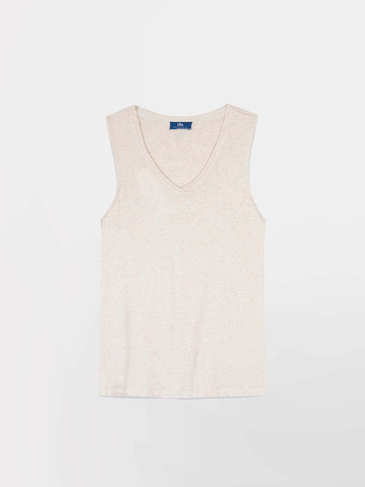 Débardeur Femme Col V Coton Blanc
