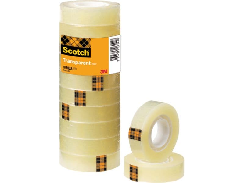 Scotch Klebeband 508, 15 mm x 33 m, 10 Rollen Klares und transparentes Klebeband