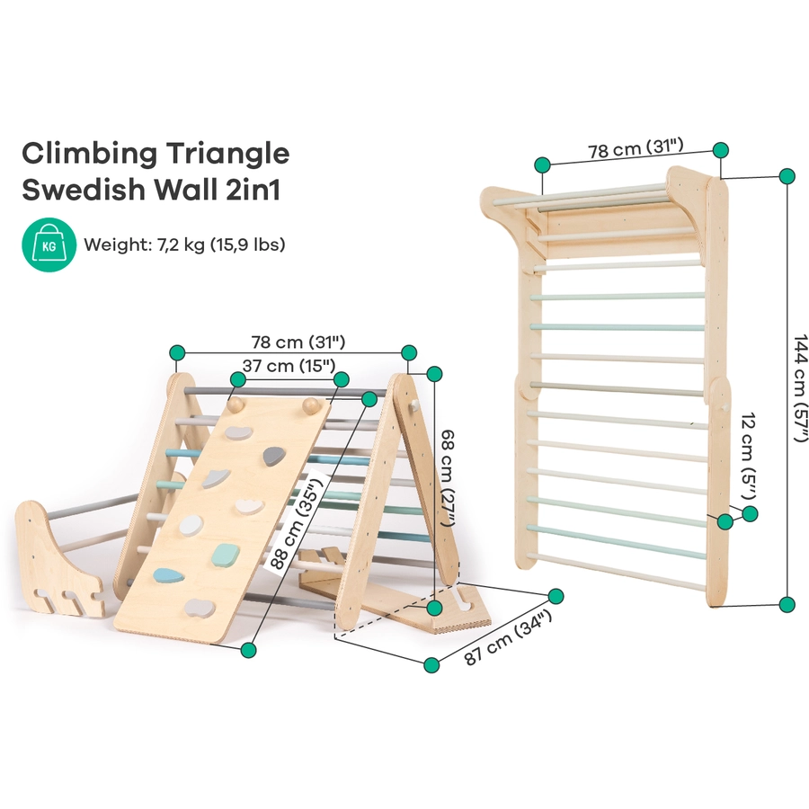 LEG & GO Kletterdreieck – Kletterwand (schwedisch) 2in1, pastell