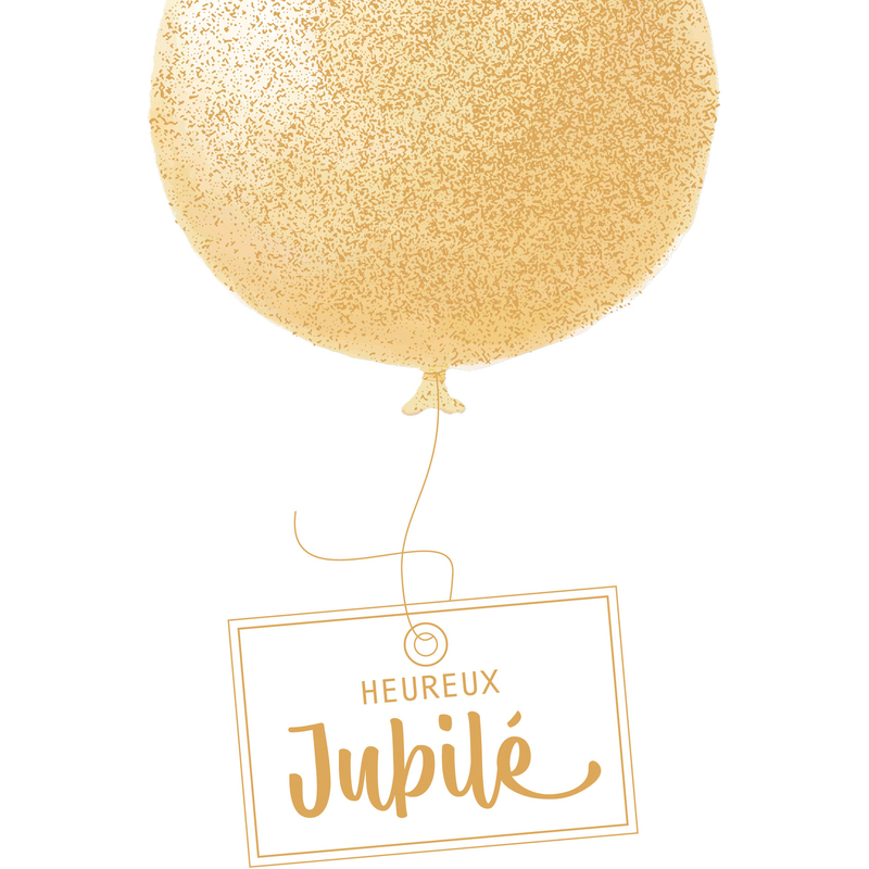 ABC Jubiläumskarte, 12.5 x 17.6 cm, Goldener Ballon