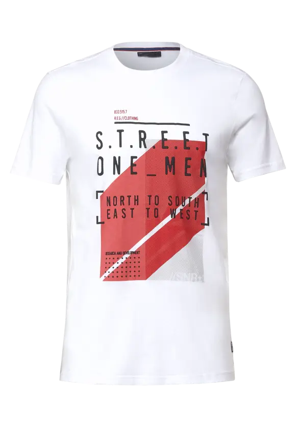 T-Shirt mit Partprint - White
