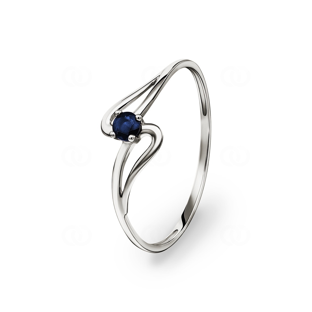 Damenring 750/18 K Weissgold mit Saphir