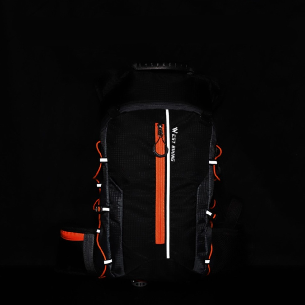 (10L) Ultraleichter Sport Rucksack Faltbarer Outdoor Wander Backpack mit Aufbewahrungstasche - Schwarz / Orange