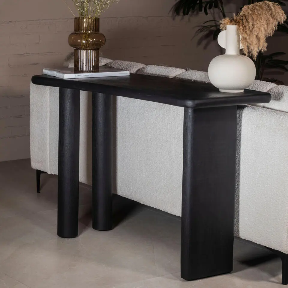 Sidetable Mangohout Zwart - 113x44x76cm - Rumi