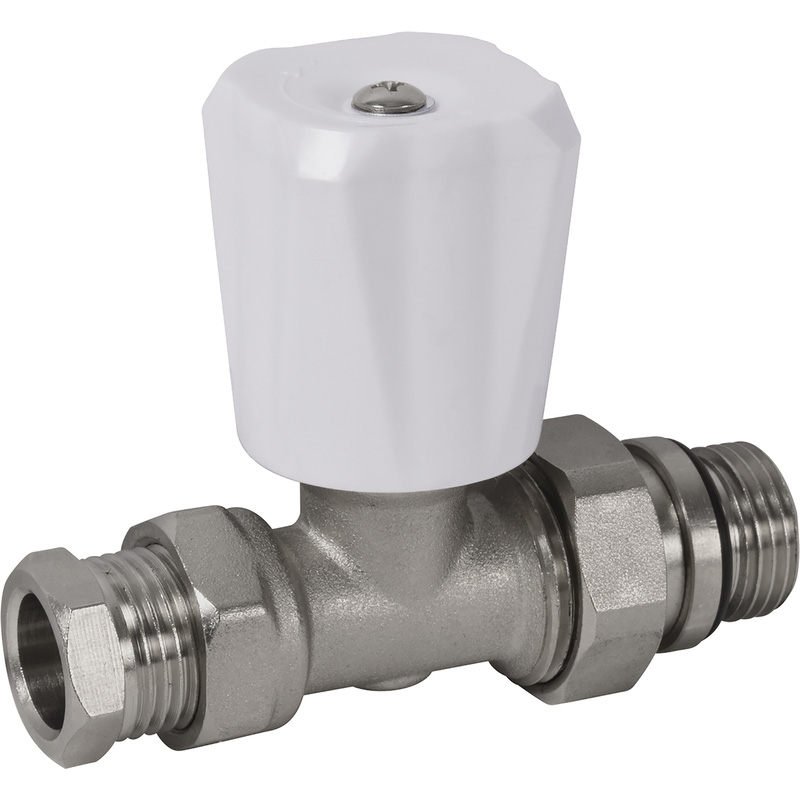 Radiatorkraan witte knop recht