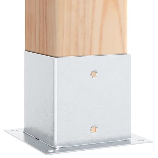vidaXL Stolpebunner firkantet 4 stk sølv 141x141 mm galvanisert stål