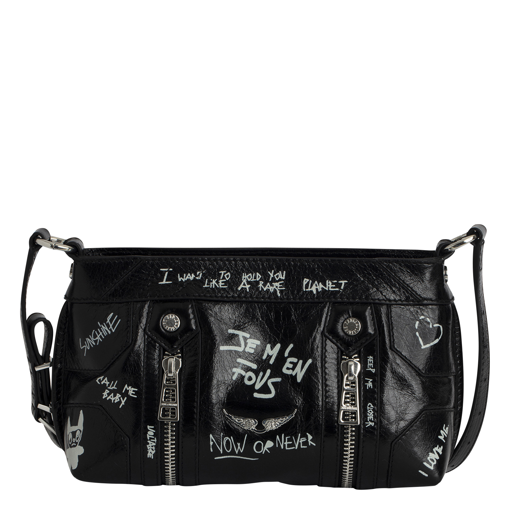 SUNNY - Sac bandoulière en cuir vernis | Noir