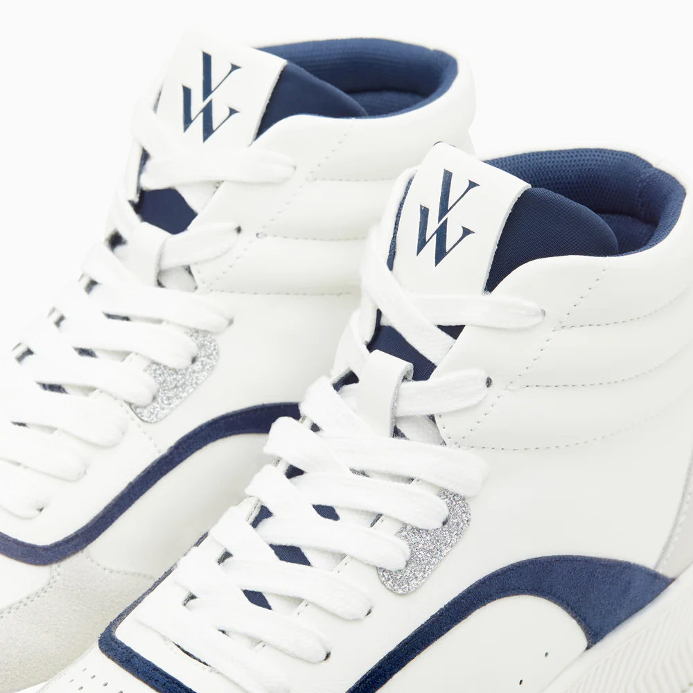 Sneakers-Baskets montantes Jemma blanc et bleu