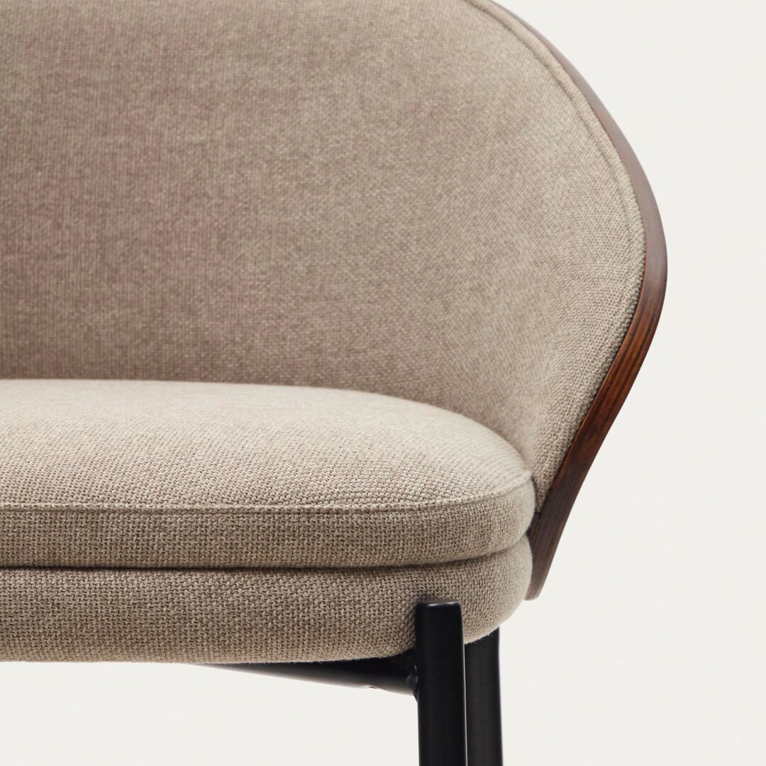 Kave Home Barhocker EAMY Chenille braun/Metall schwarz