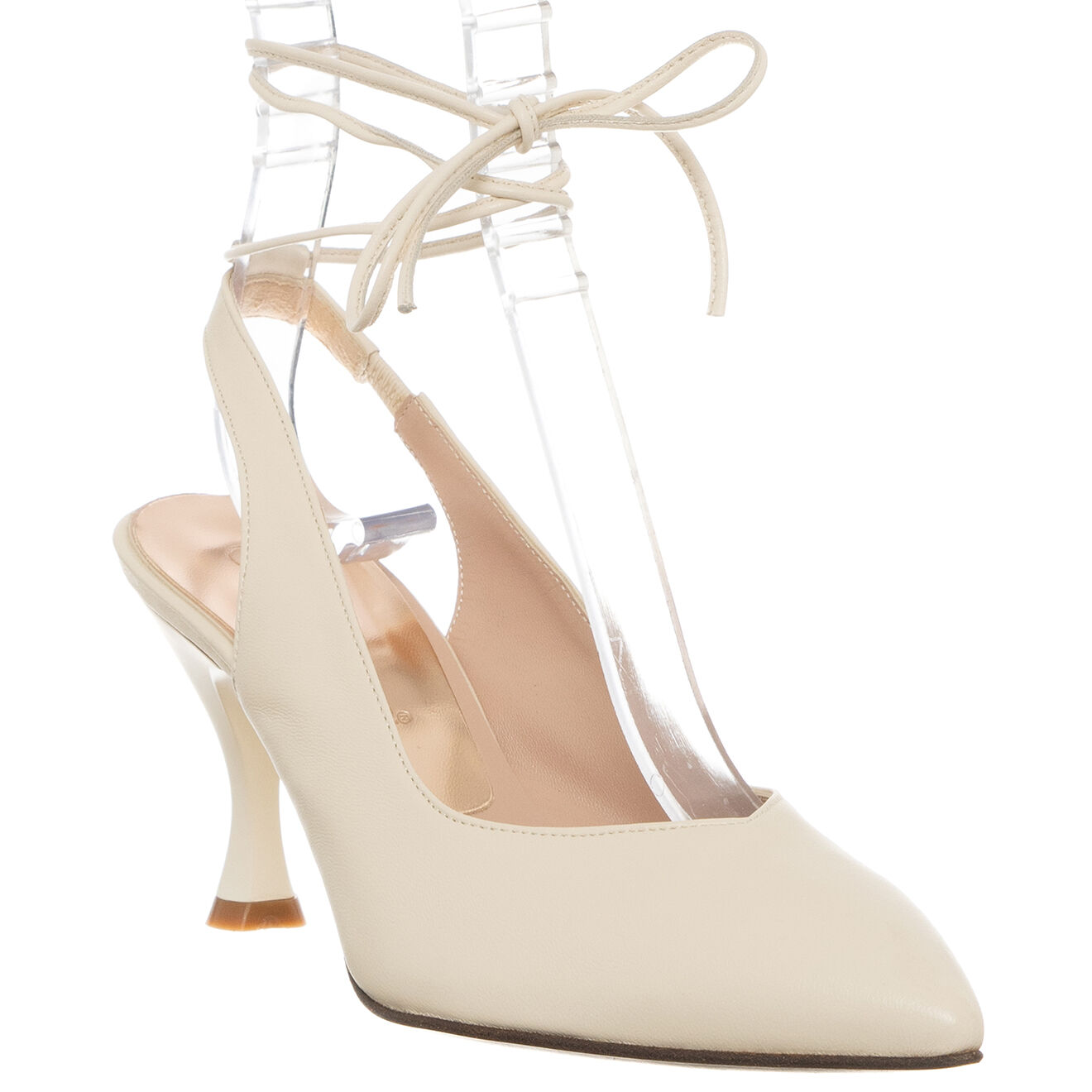 Loretta Pettinari Slingbacks en Cuir Nala écrues - Talon 7.5 cm