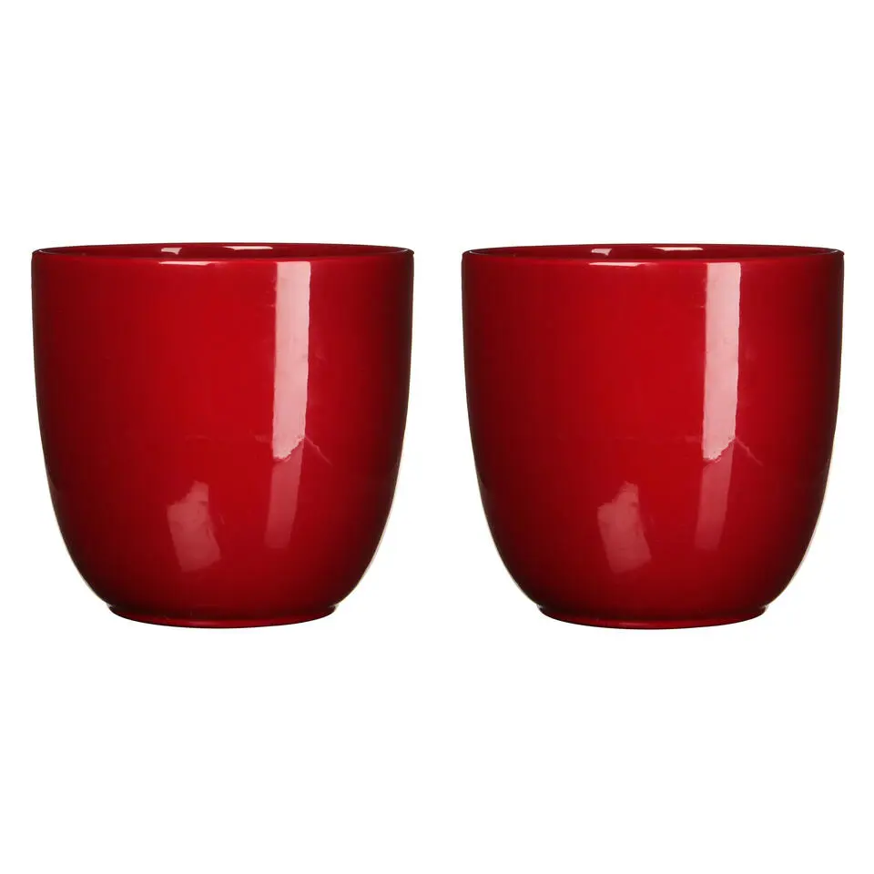 Mica Decorations Plantenpot - rood - keramiek - 28 x 25 cm