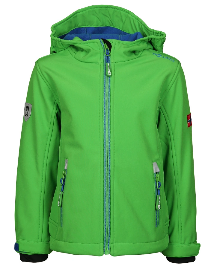 Softshell-JaKids TROLLFJORD in bright green/med blue