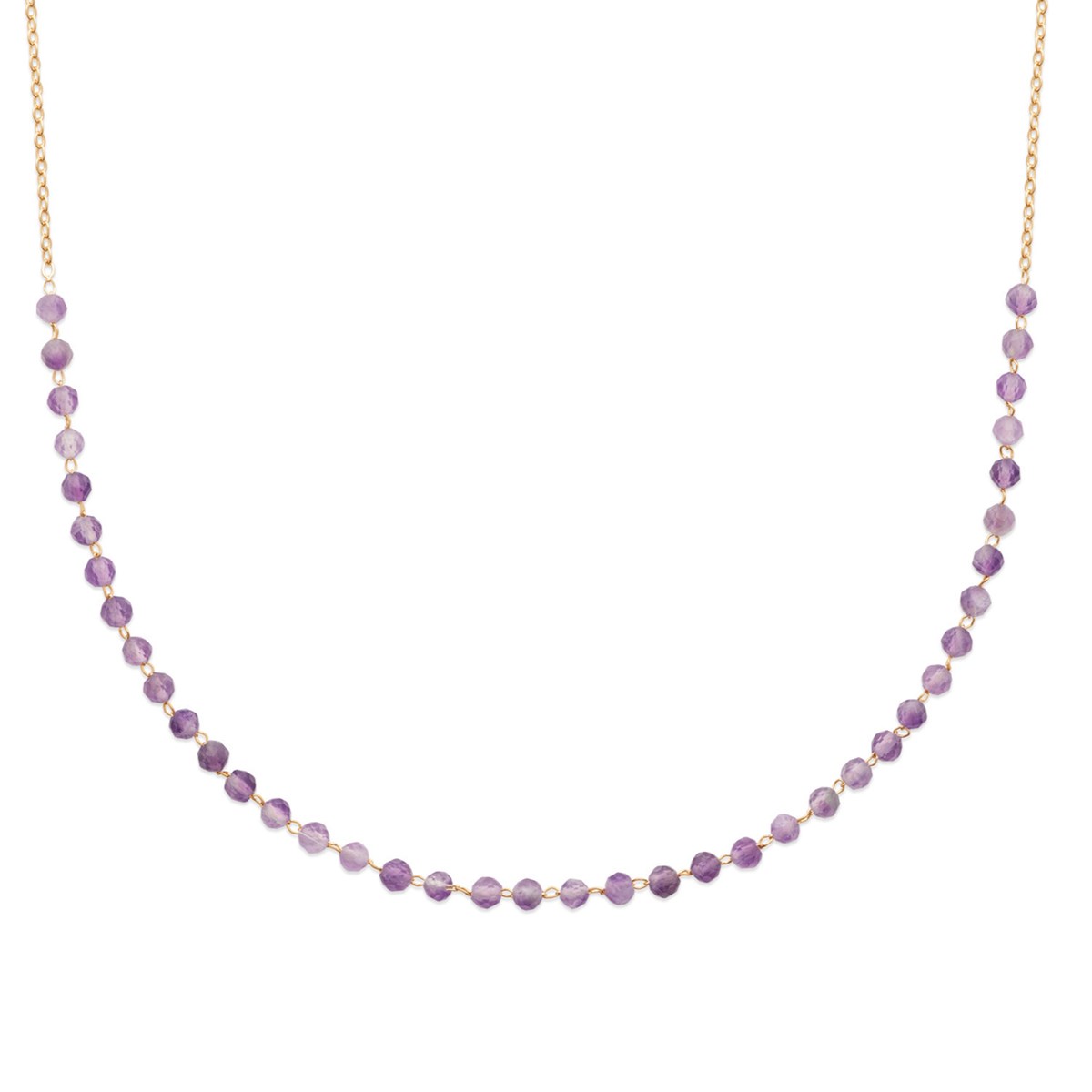 Collier Brillaxis doré perles mauves