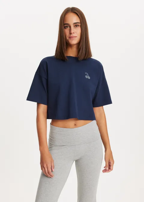 Cropped t-shirt met print blauw (BLW.D)