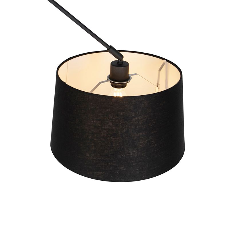 Hanglamp zwart met linnen kap zwart 35 cm - Blitz