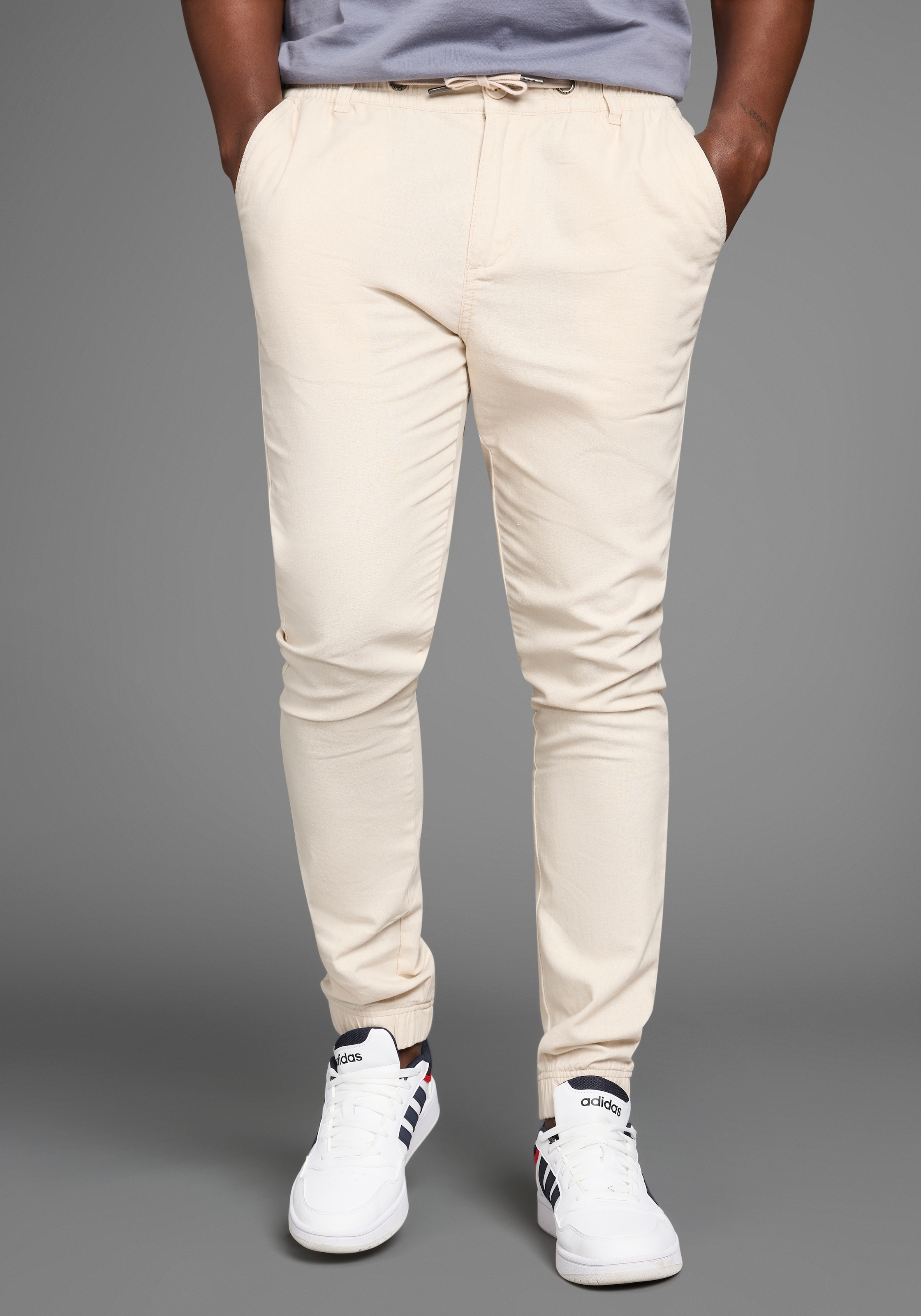 DELMAO Leinenhose  Leinenhose mit Kordelzug