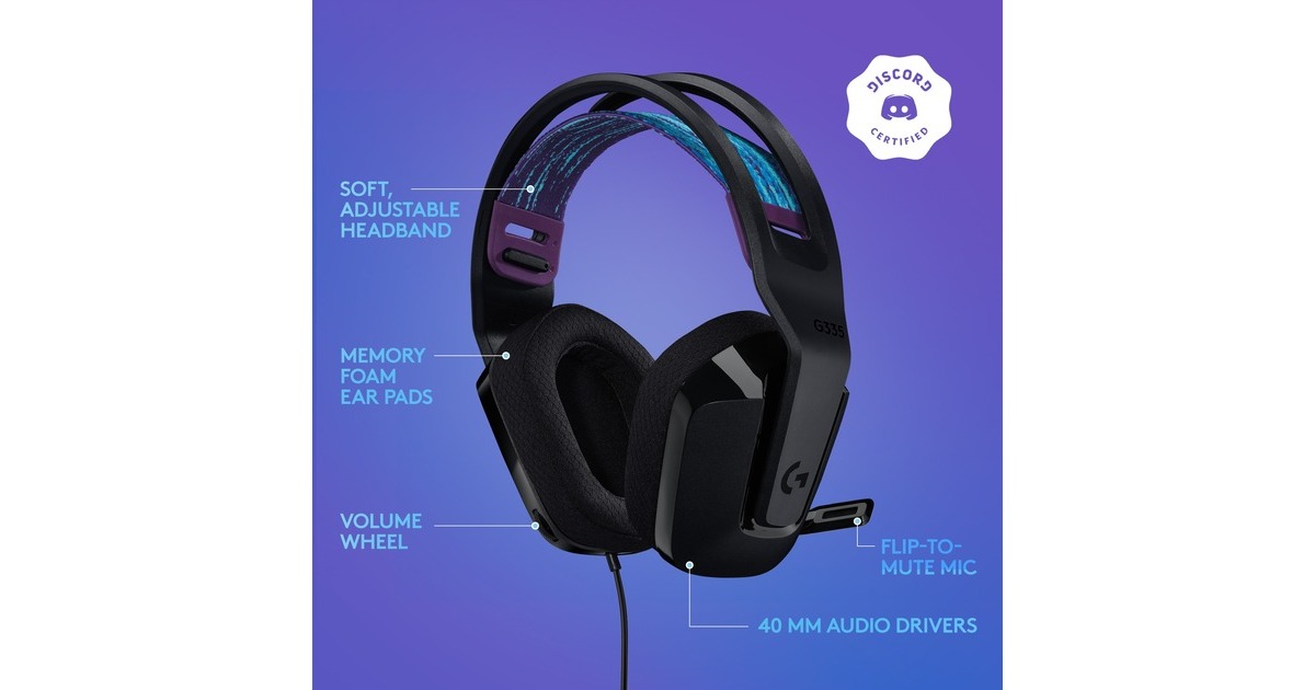 LogitechG335 Wired over-ear gaming headset  (Zwart, Pc, PlayStation 4, PlayStation 5, Xbox One, Xbox Series X|S, Nintendo Switch)
