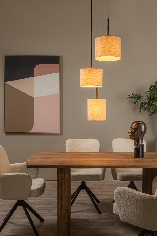 Lucide Maya cluster 3 hanglamp rond beige