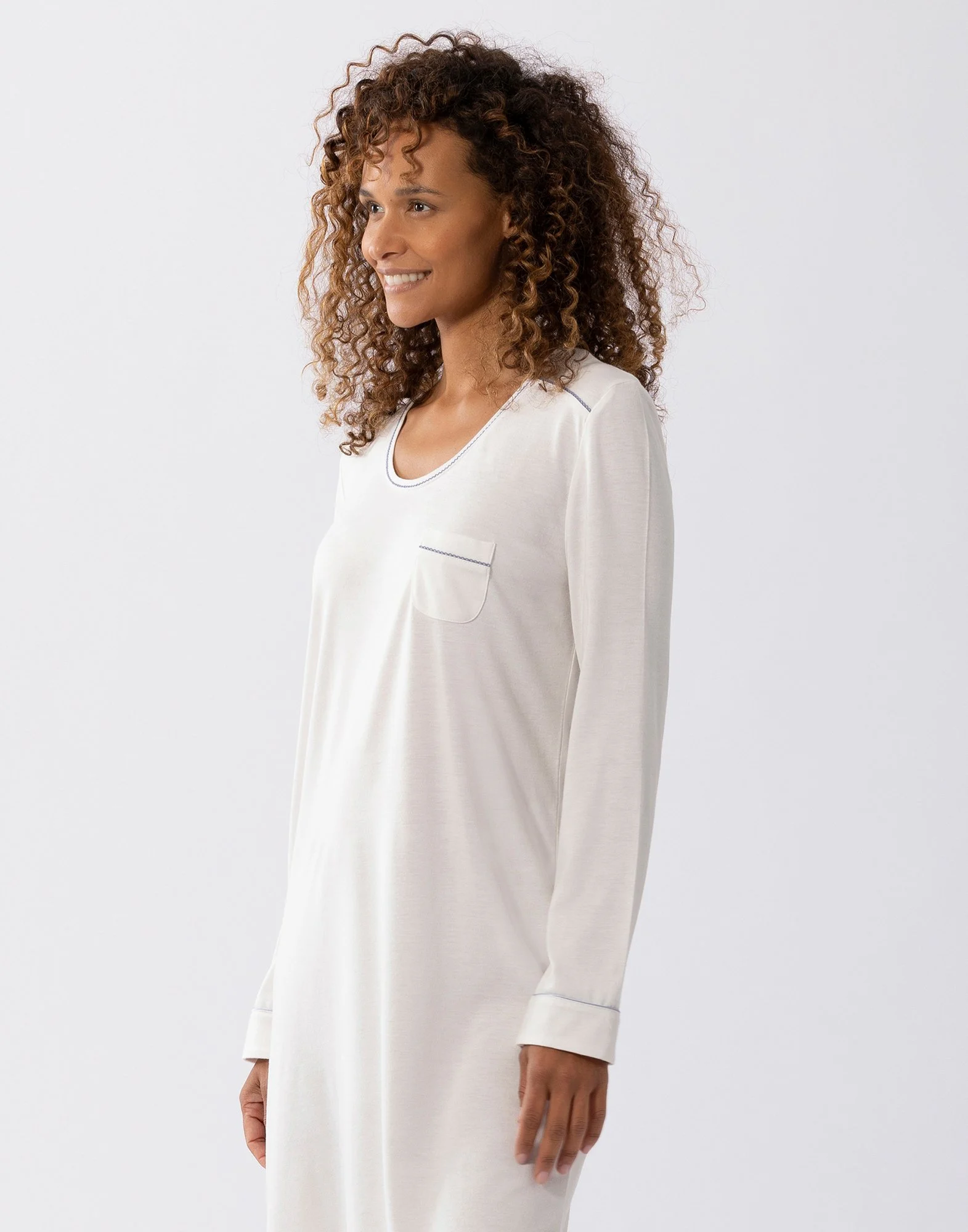 INTEMP A01 - Chemise de nuit en coton modal | Blanc