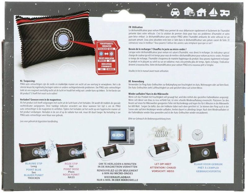 Pingi - Herbruikbare Auto Ontvochtiger - Vocht Indicator - 600 Watt - Efficiënt