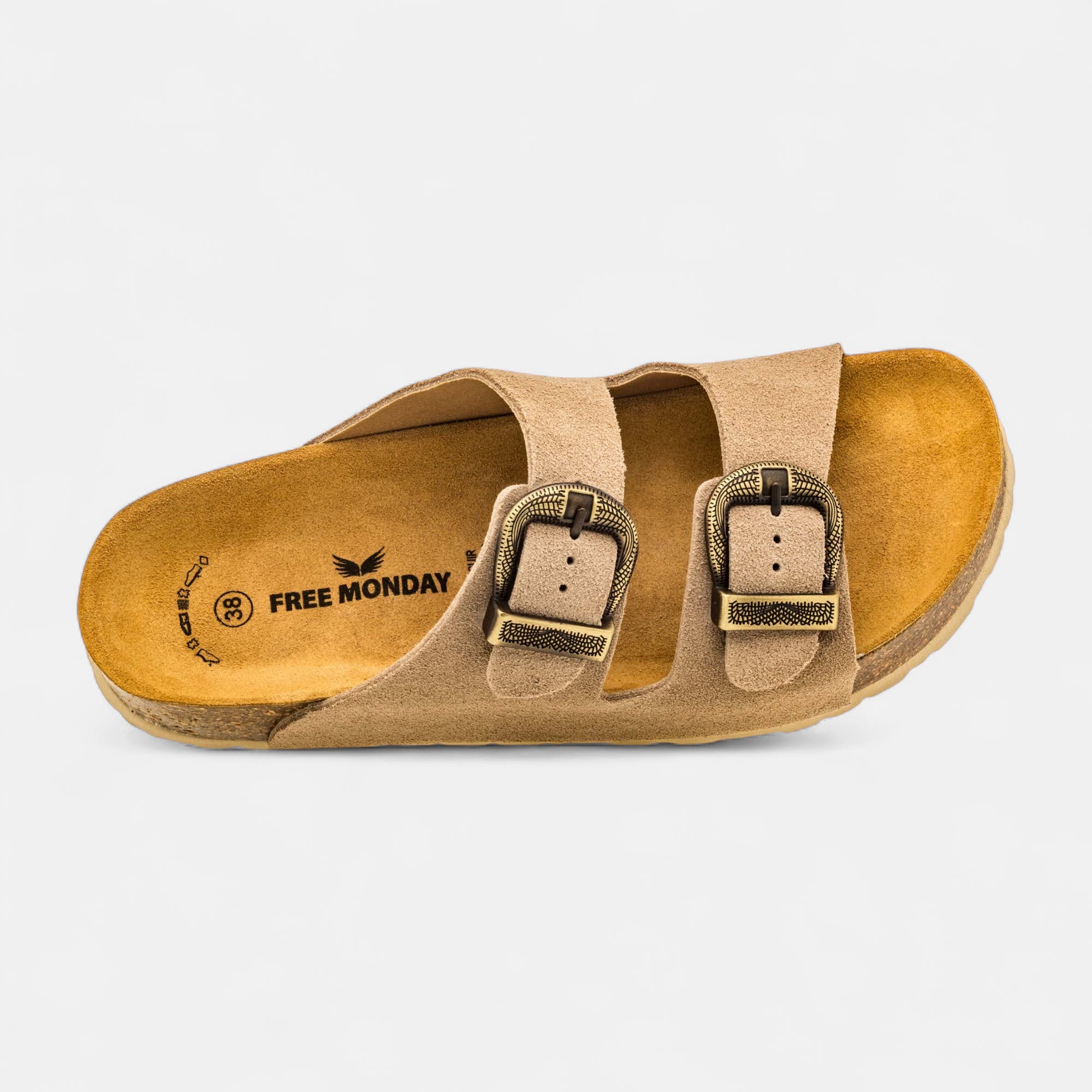 Mules semelle liège Femme en cuir gris
