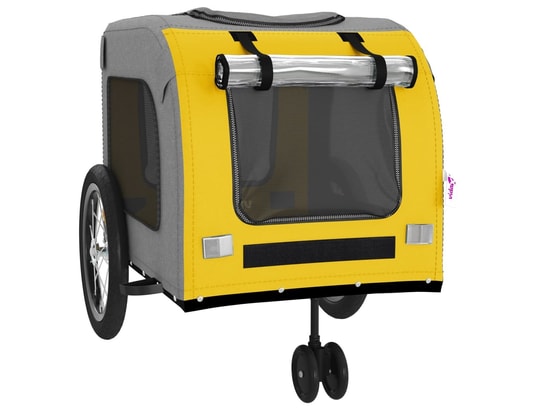 VIDAXL - Remorque de vélo pour chien jaune et gris tissu oxford et fe...