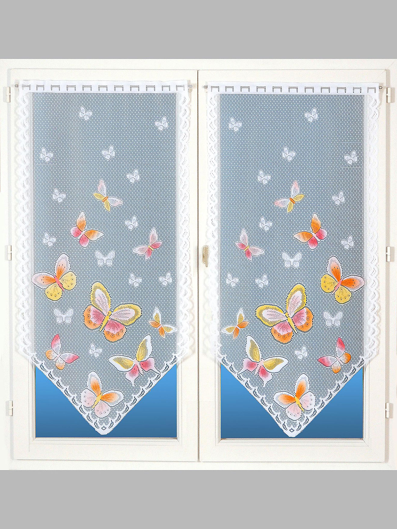 Paire de vitrages motif papillons