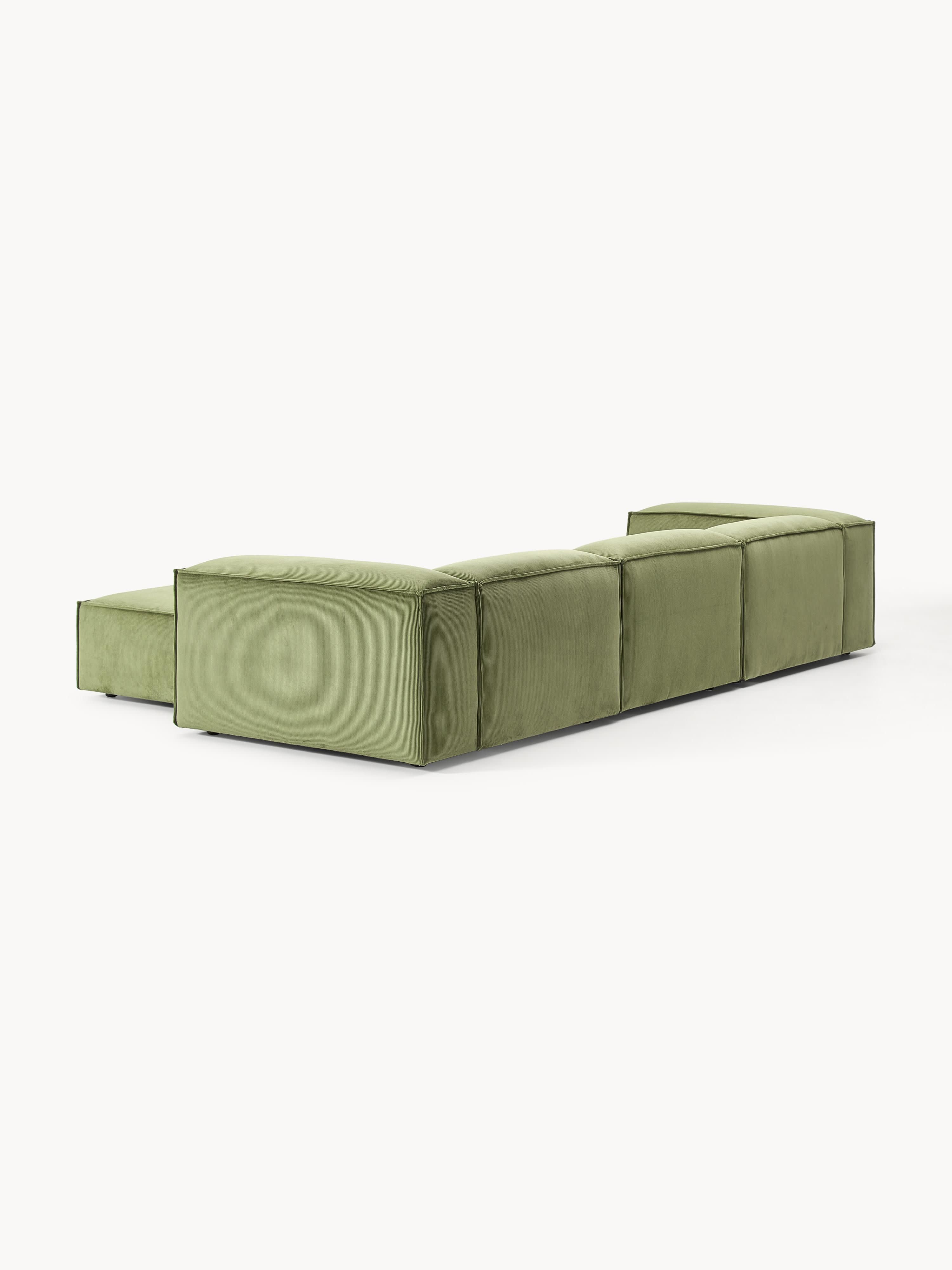 Modulaire bank Lennon (4-zits) van corduroy met poef (links/rechts)
