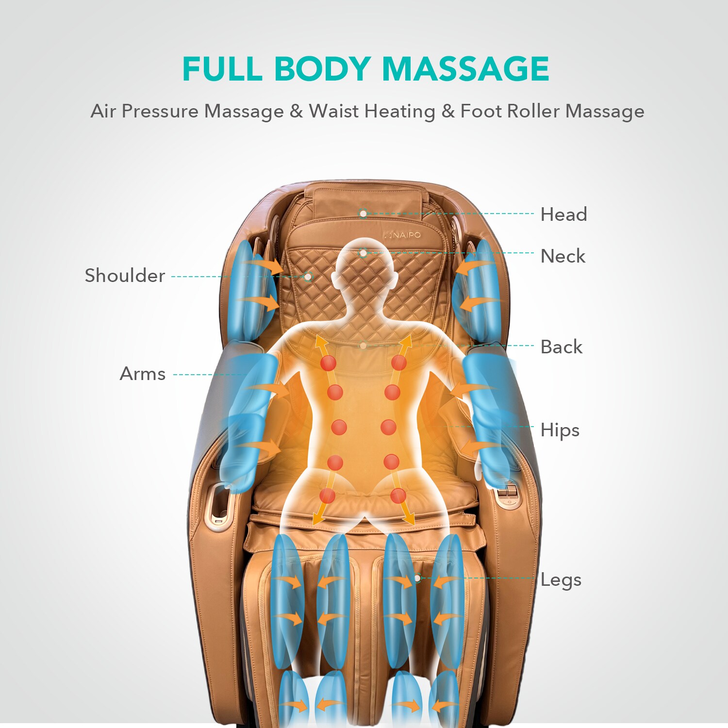 NAIPO Shiatsu Zero Gravity Büro Massagesessel MGC-A350BR-C
