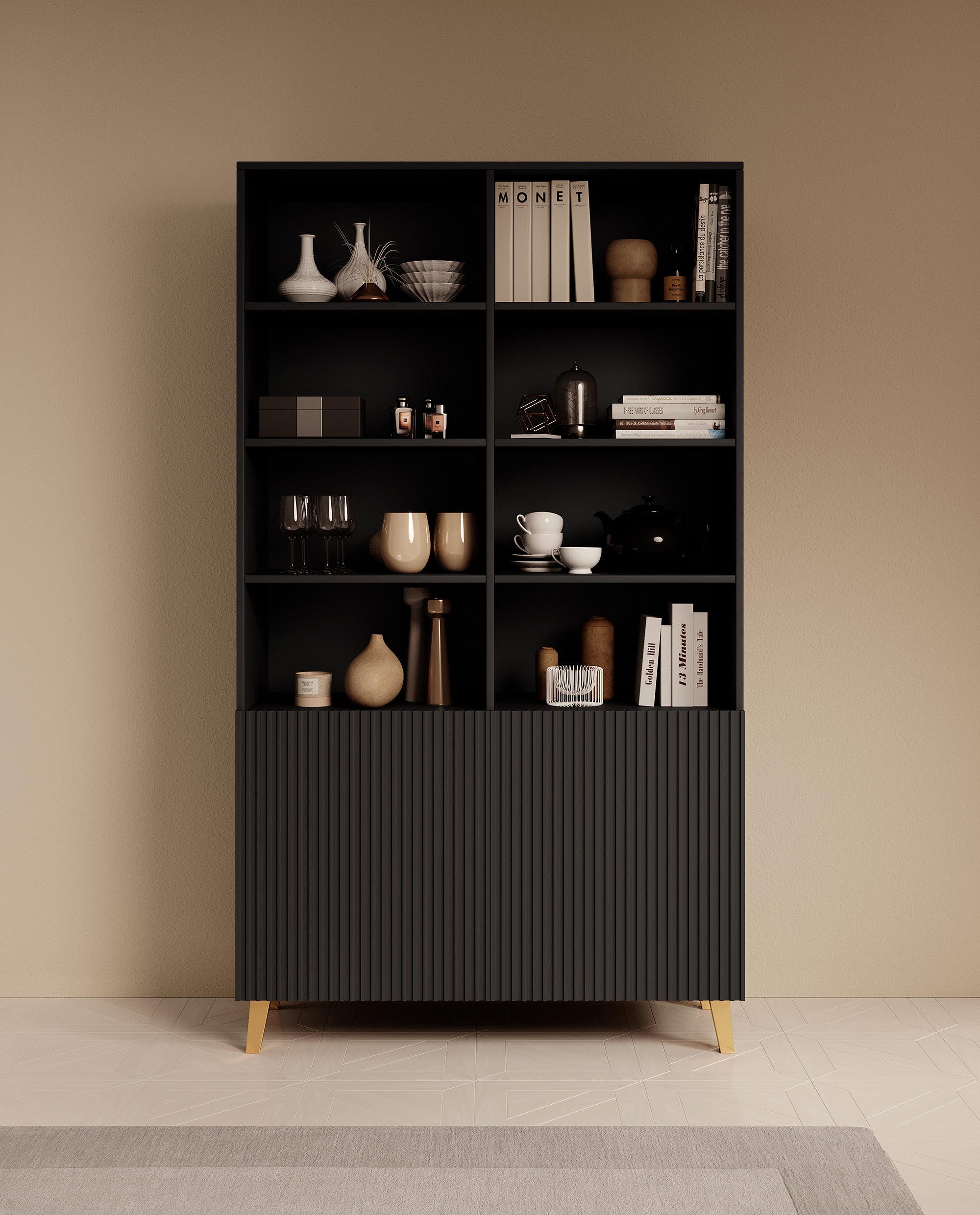 Palamos - Boekenkast - Mat zwart - 100x40x177 cm