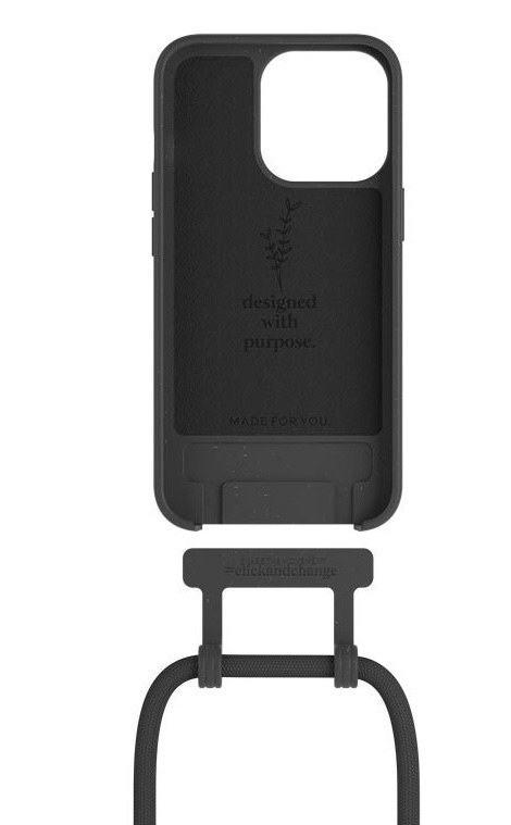 iPhone 13 Pro Max Necklace ChangeCase Antimikrobielle Schutzhülle Vegan Biologisch Abbaubar   Abnehmbare Handykette (CHA097) - Schwarz