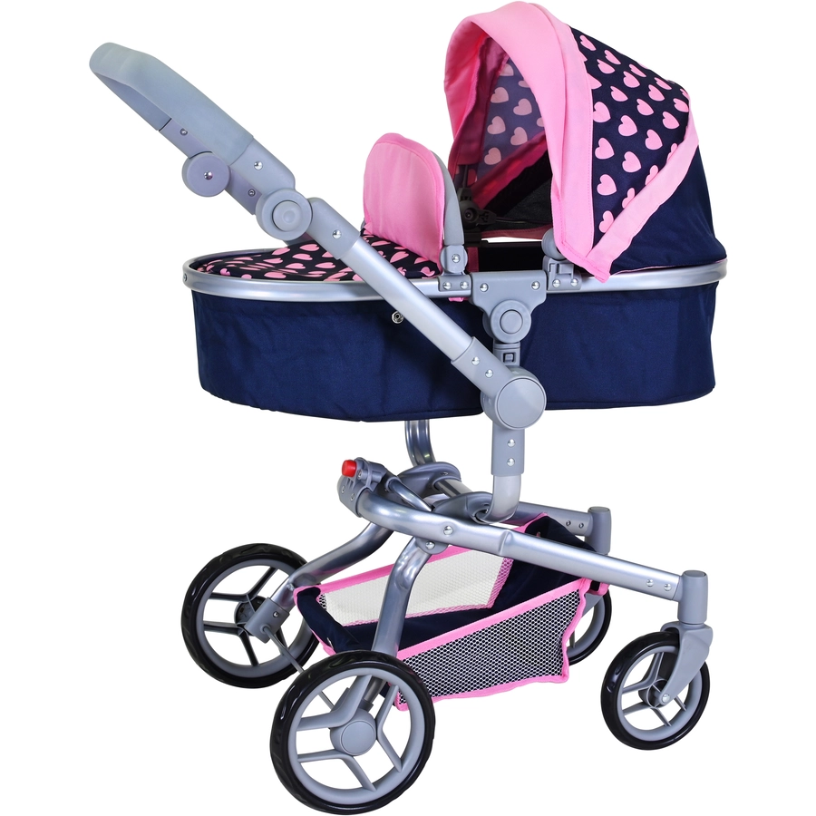 knorr toys® Puppenwagen Boonk - Pink Hearts blau