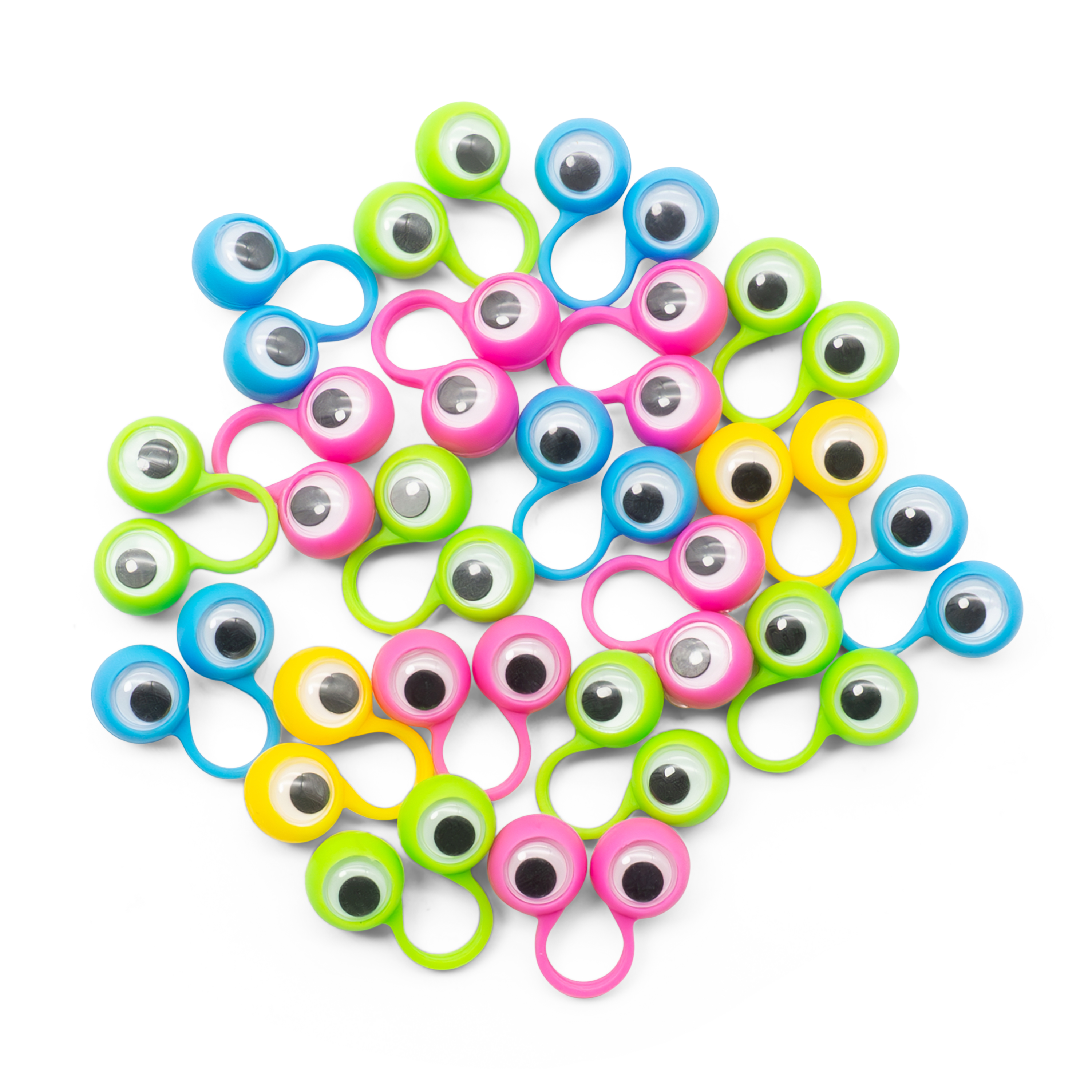 (50er Set) Finger Ring Wackelaugen Kinder Spielzeug Fingerpuppen - Assortiert